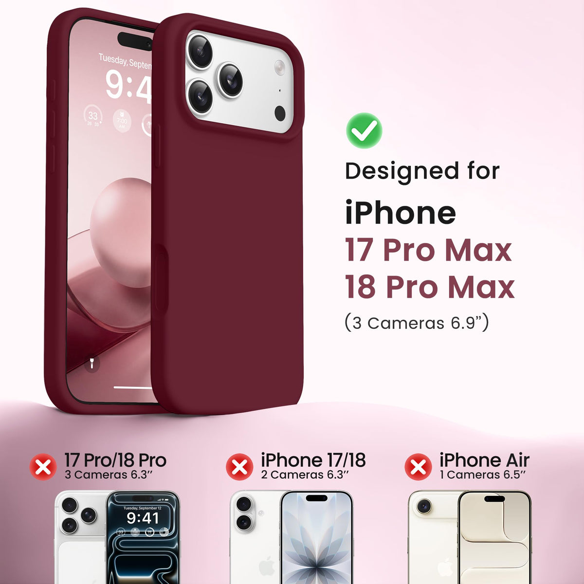 GONEZ for iPhone 18 Pro Max Case, Maroon