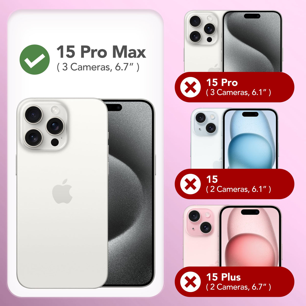 GONEZ Magnetic for iPhone 15 Pro Max Case, Silicone Cover Cherry Blossom