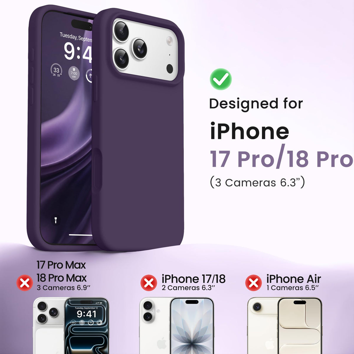 GONEZ for iPhone 18 Pro Case, Deep Purple