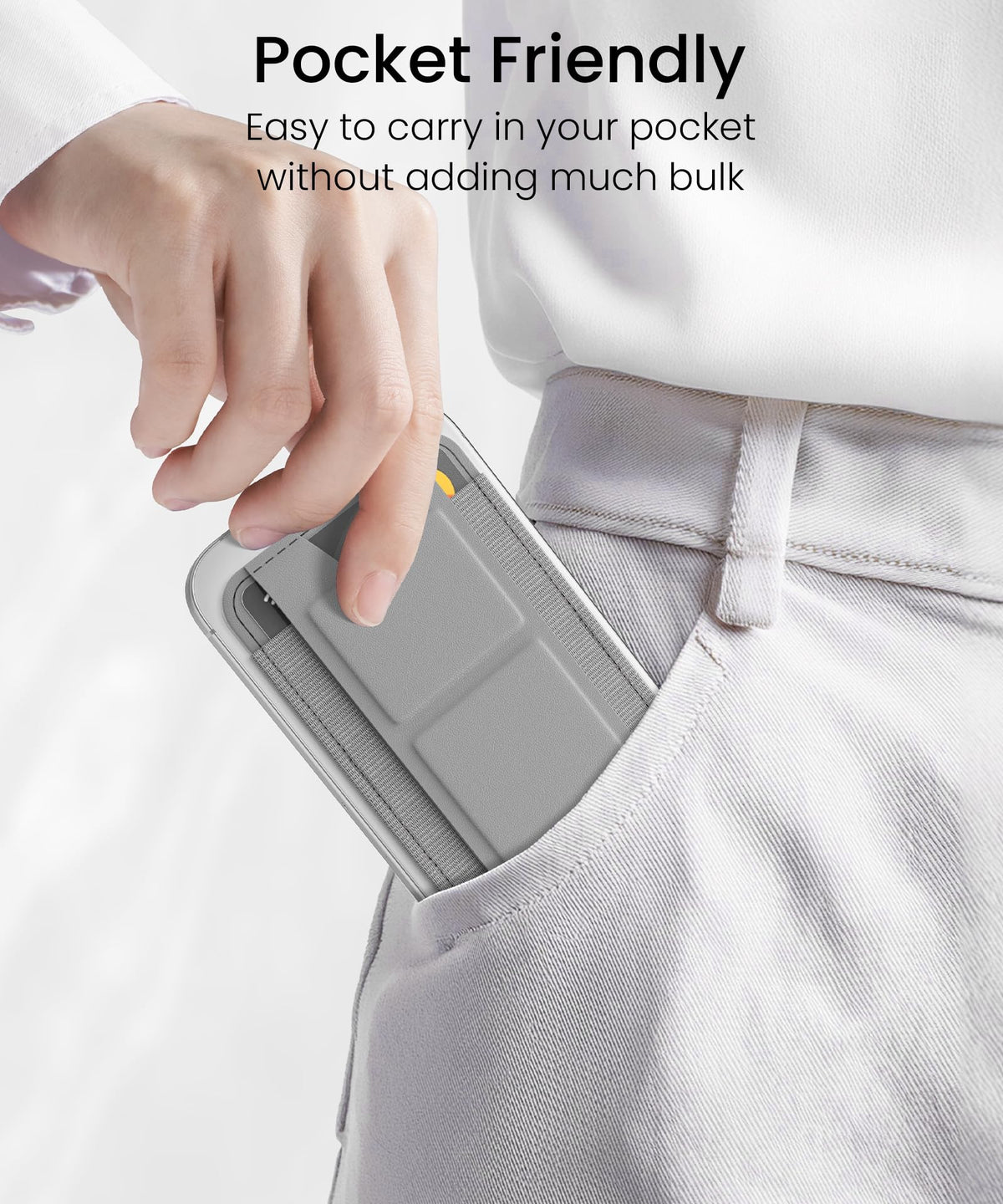 GONEZ for MagSafe Wallet with Stand,Light Grey
