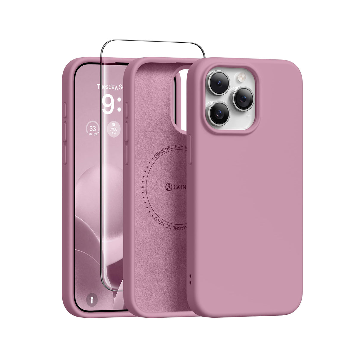 GONEZ Magnetic for iPhone 15 Pro Case, Silicone Cover Black