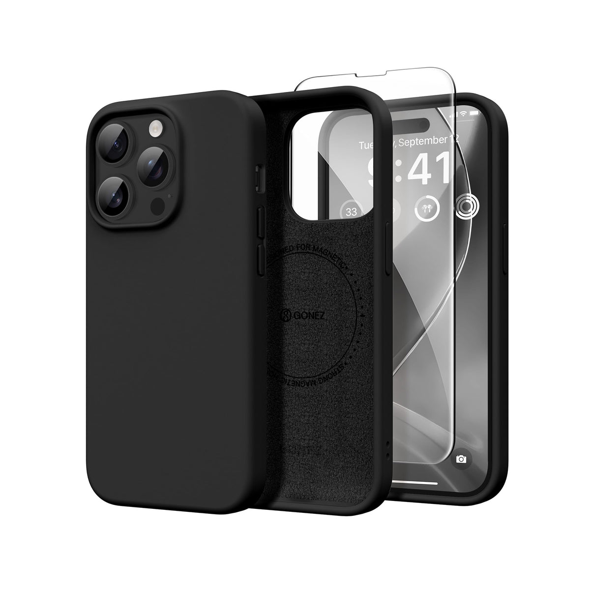 GONEZ Magnetic for iPhone 14 Pro Max Case, Silicone Cover Blackcurrant