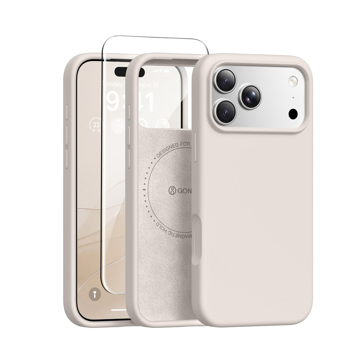 GONEZ Magnetic for iPhone 18 Pro Case/iPhone 17 Pro Case, Silicone Cover Black