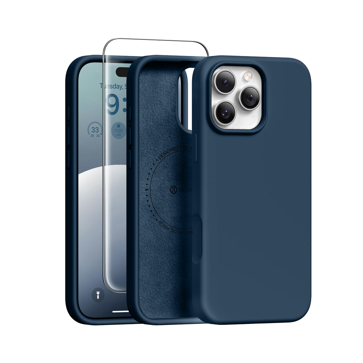 GONEZ Magnetic for iPhone 16 Pro Case, Silicone Cover Cobalt Blue