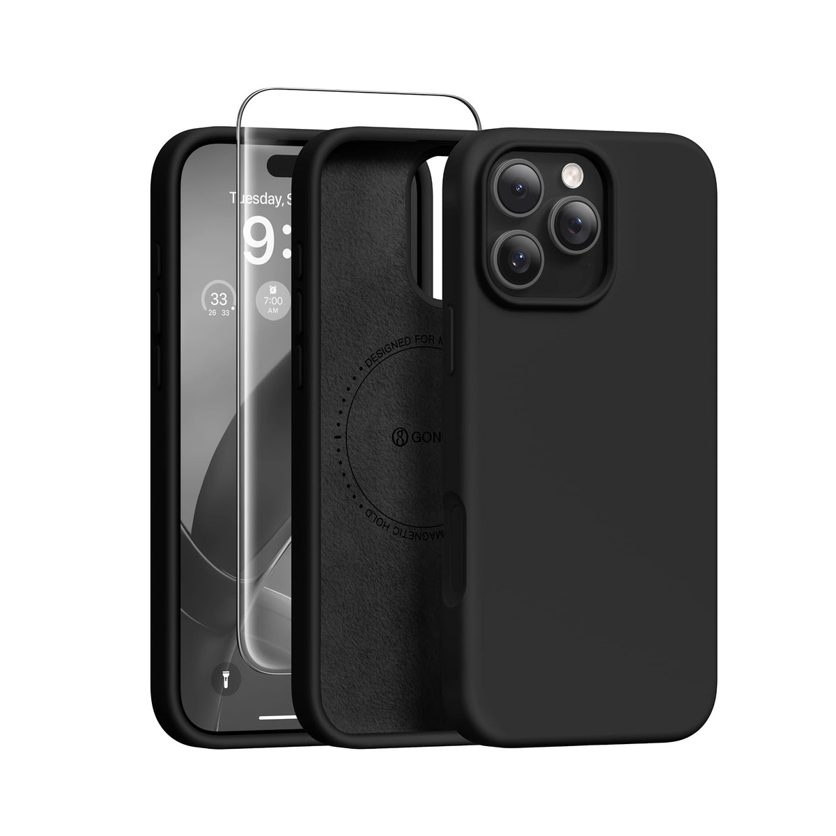 GONEZ Magnetic for iPhone 16 Pro Case, Silicone Cover Stone