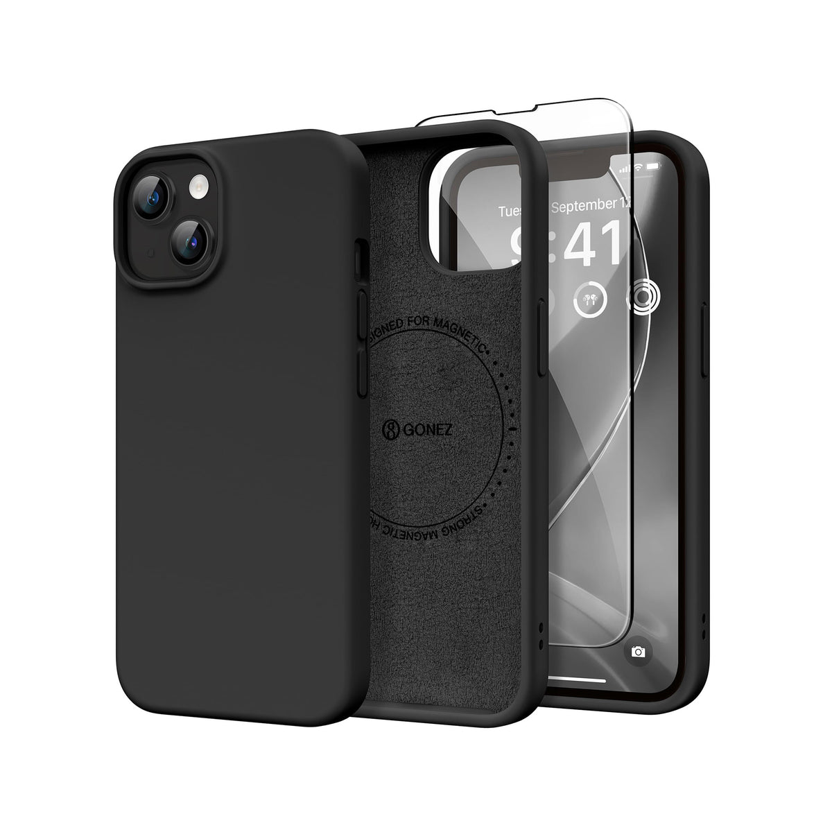 GONEZ Magnetic for iPhone 13/14 Case, Silicone Cover Stone