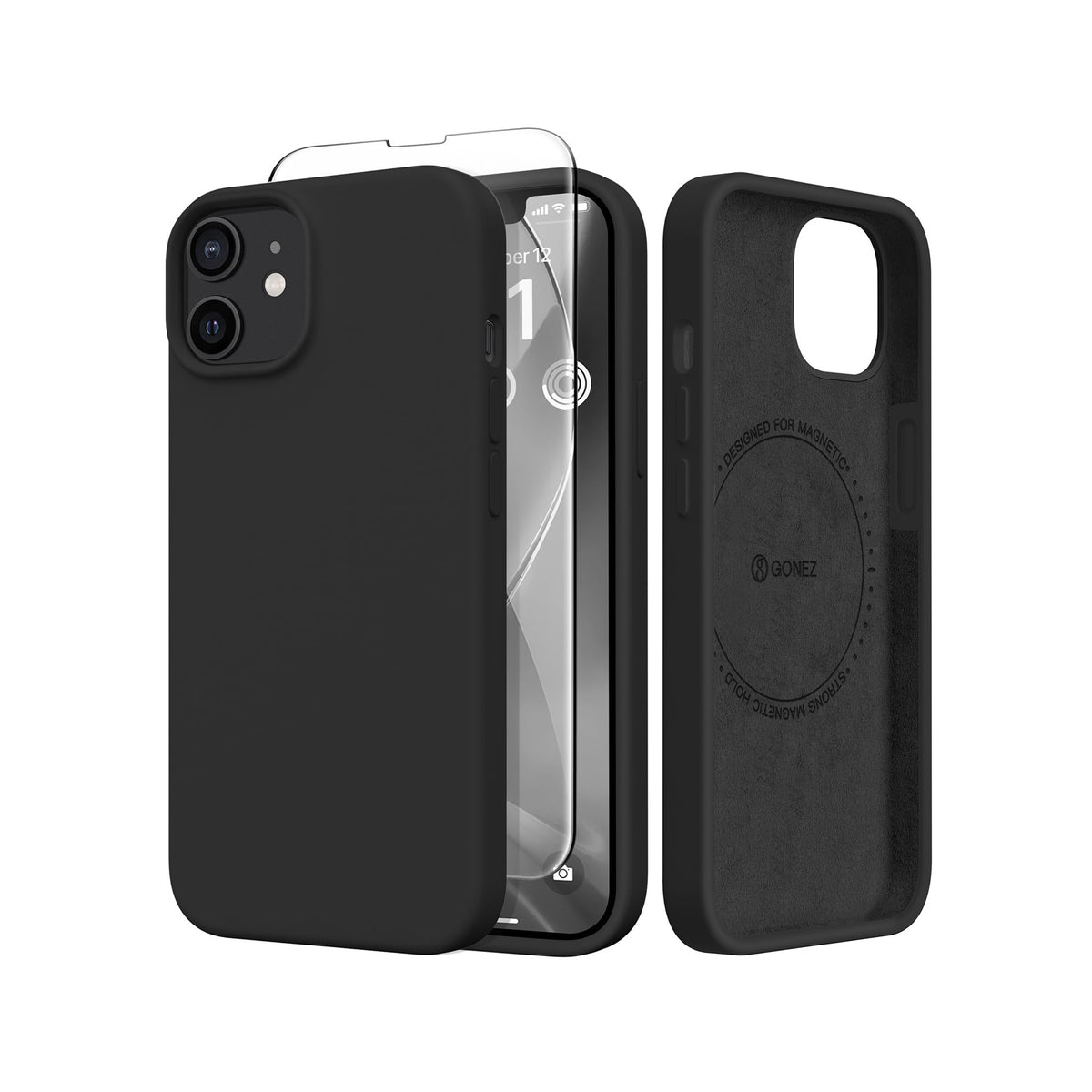 GONEZ Magnetic for iPhone 12/12 Pro Case, Silicone Cover Chalk Pink