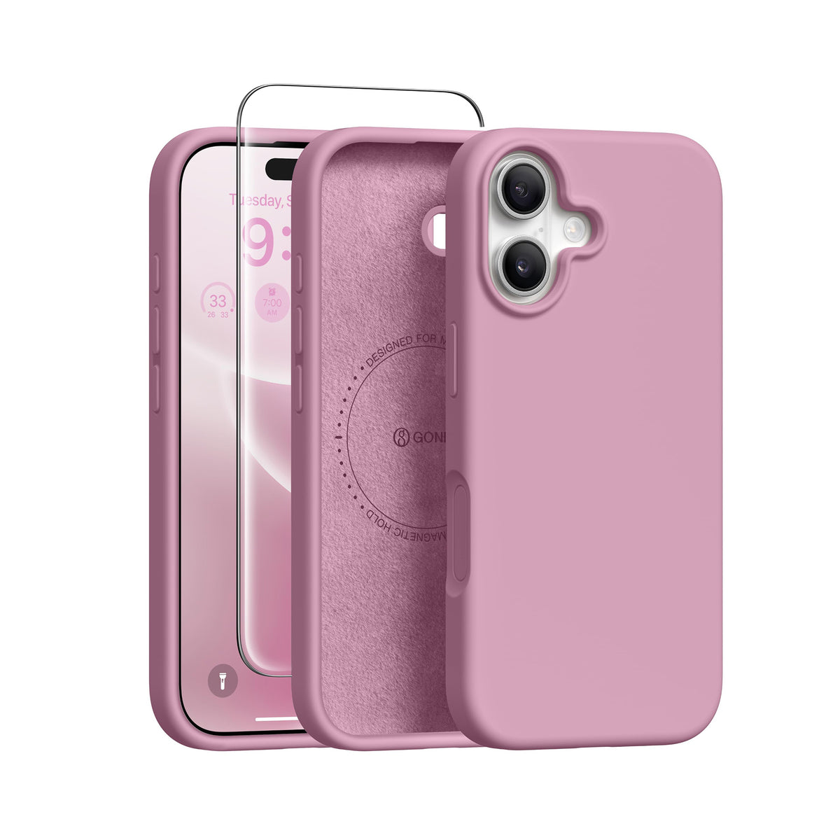 GONEZ Magnetic for iPhone 16 Case, Silicone Cover Black