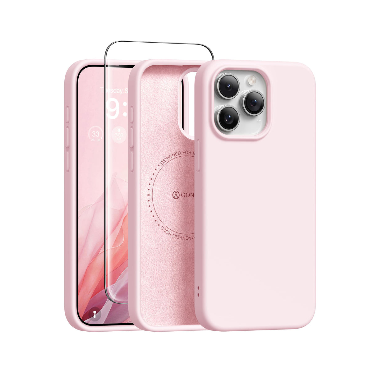 GONEZ Magnetic for iPhone 15 Pro Case, Silicone Cover Stone