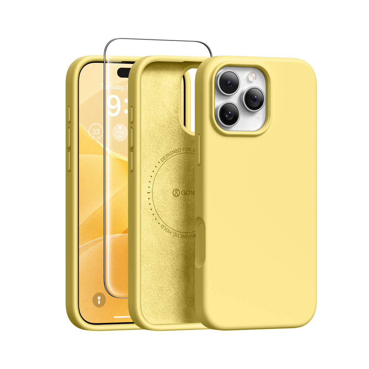 GONEZ Magnetic for iPhone 16 Pro Case, Silicone Cover Brown