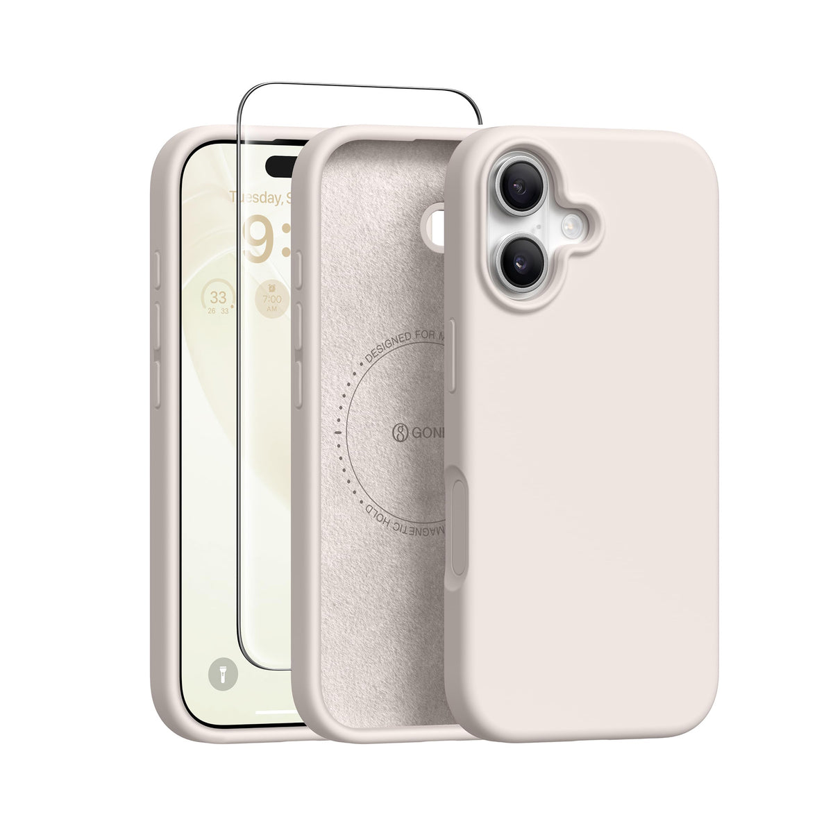 GONEZ Magnetic for iPhone 16 Case, Silicone Cover Chalk Pink