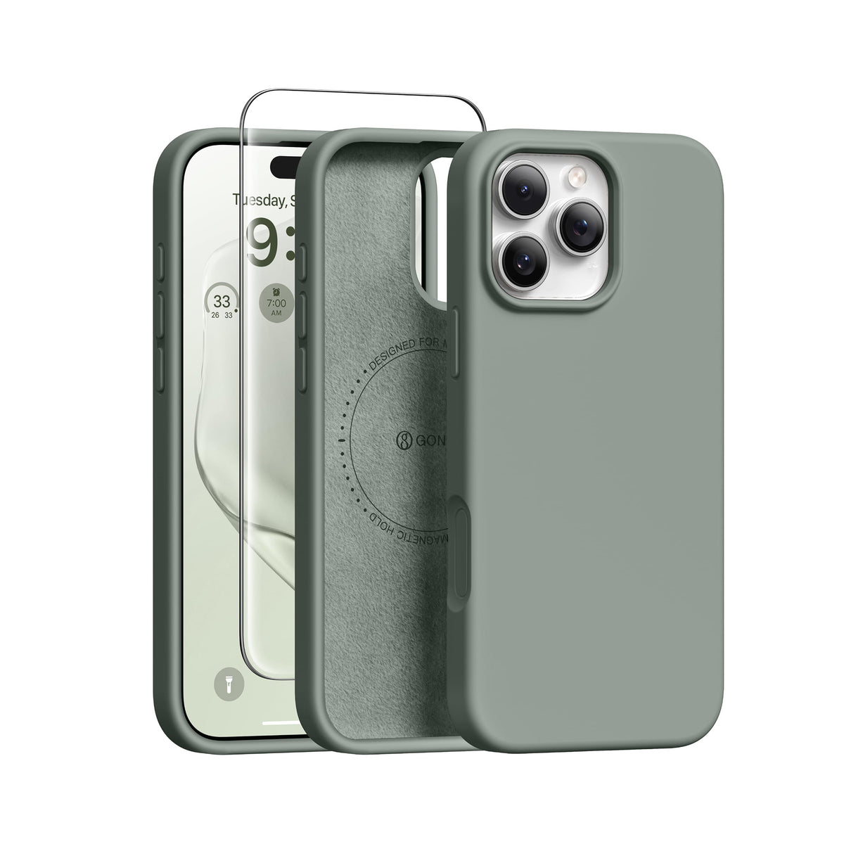 GONEZ Magnetic for iPhone 16 Pro Case, Silicone Cover Brown