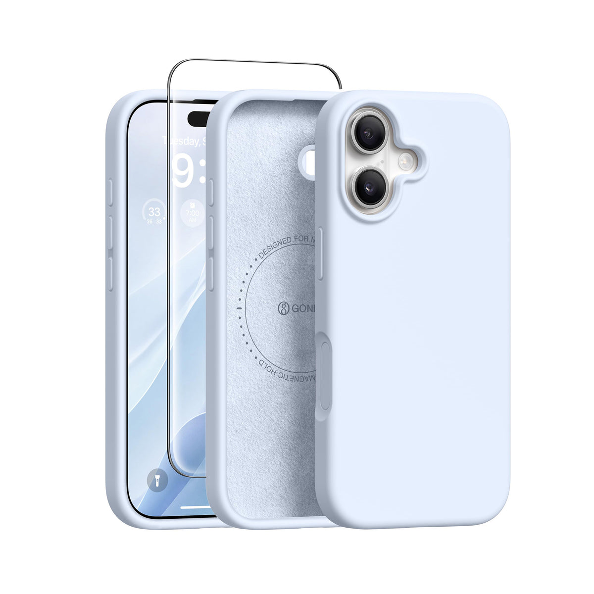 GONEZ Magnetic for iPhone 16 Case, Silicone Cover Chalk Pink