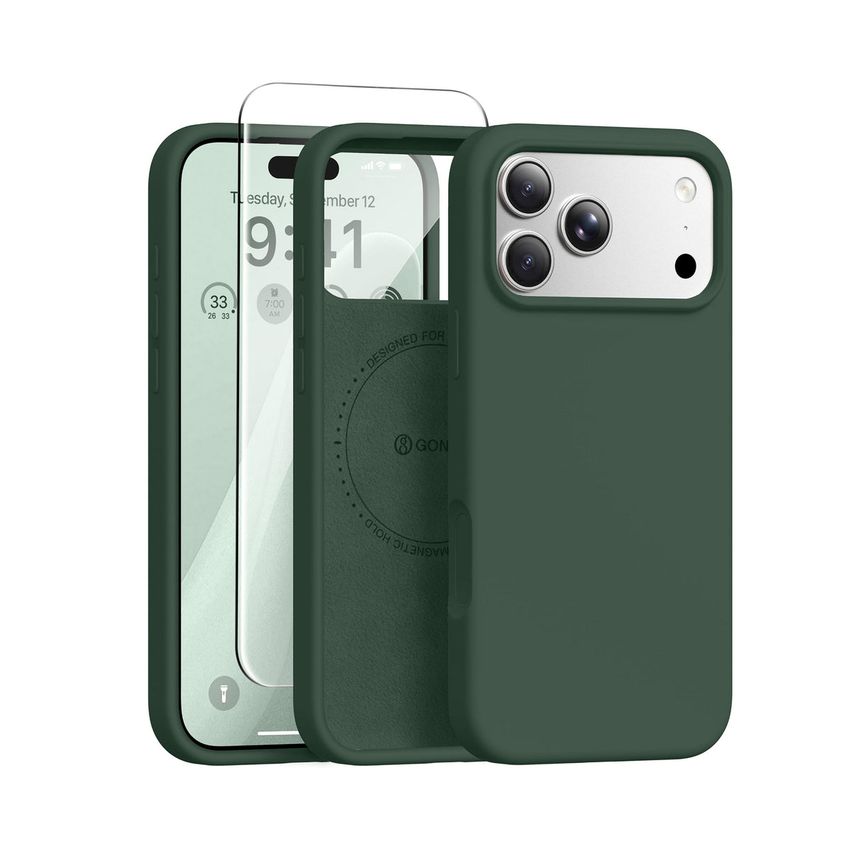 GONEZ Magnetic for iPhone 18 Pro Case/iPhone 17 Pro Case, Silicone Cover Black