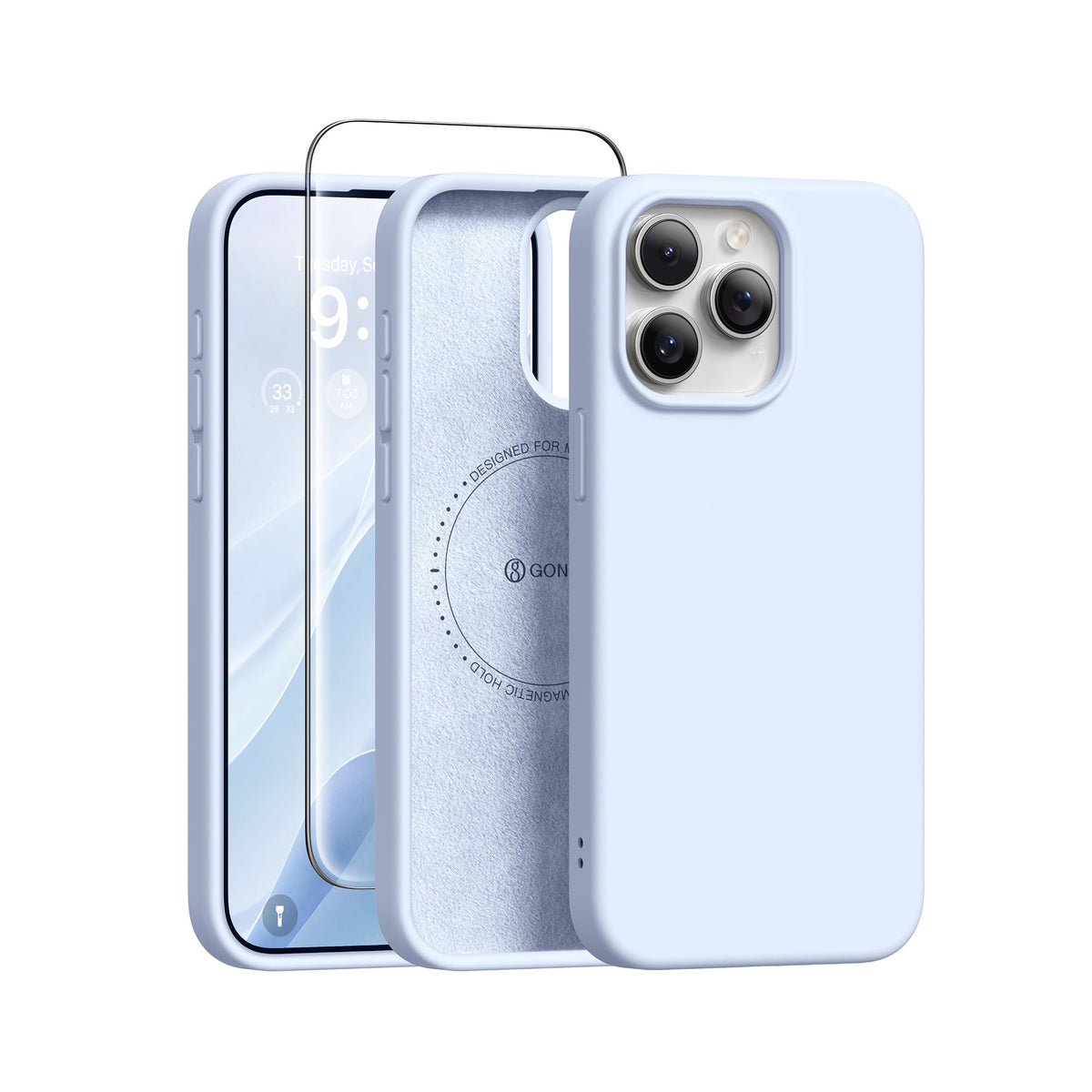 GONEZ Magnetic for iPhone 15 Pro Case, Silicone Cover Stone