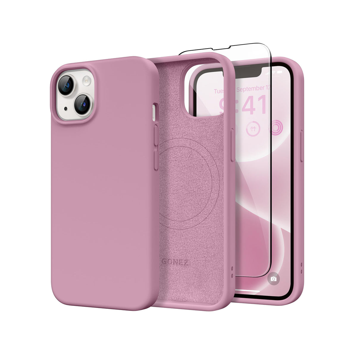 GONEZ Magnetic for iPhone 13/14 Case, Silicone Cover Stone