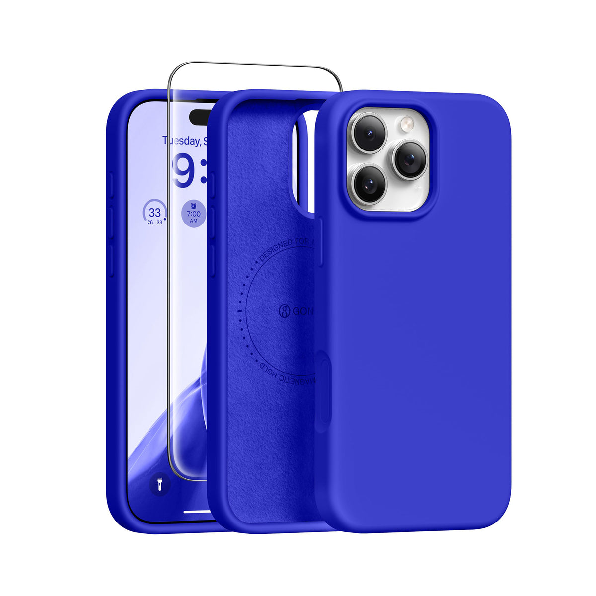 GONEZ Magnetic for iPhone 16 Pro Case, Silicone Cover Cobalt Blue