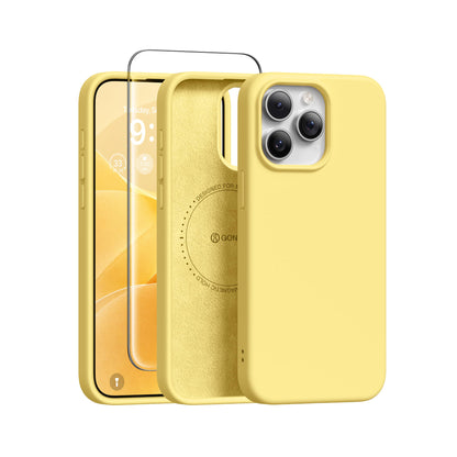 GONEZ Magnetic for iPhone 15 Pro Case, Silicone Cover Buttercream Yellow