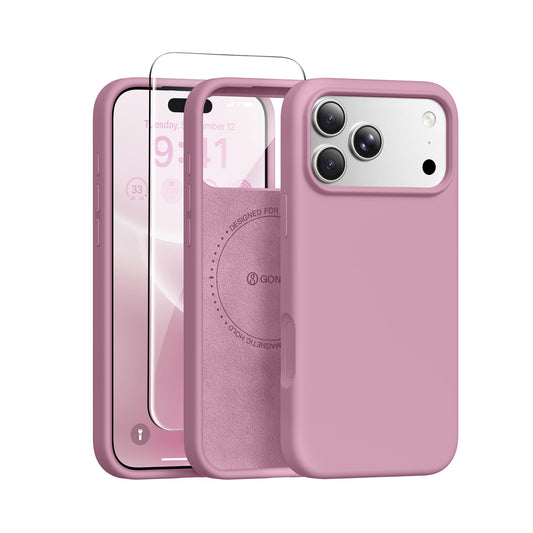GONEZ Magnetic for iPhone 18 Pro Case/iPhone 17 Pro Case, Silicone Cover Blackcurrant