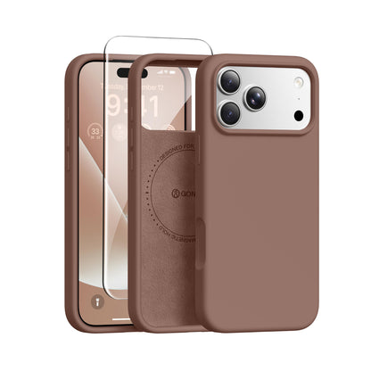 GONEZ Magnetic for iPhone 18 Pro Case/iPhone 17 Pro Case, Silicone Cover Brown