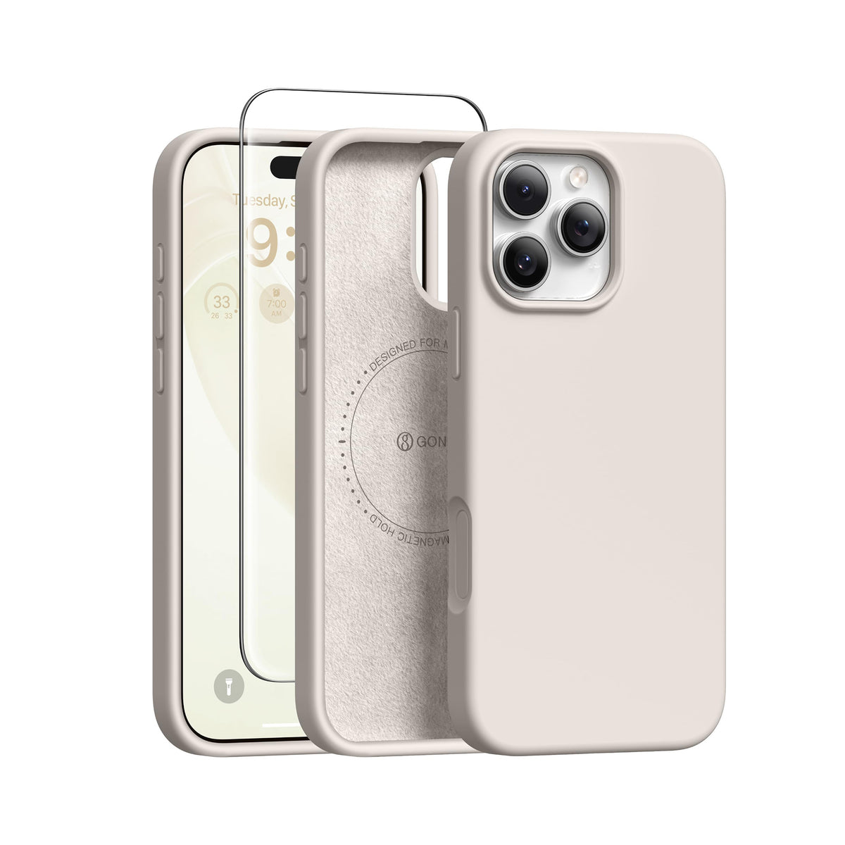 GONEZ Magnetic for iPhone 16 Pro Case, Silicone Cover Stone
