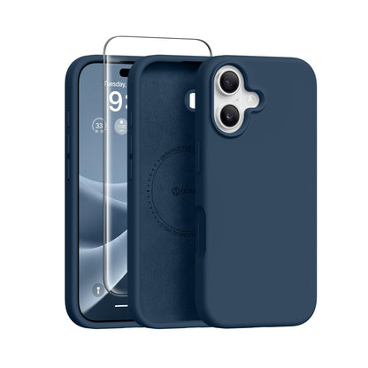 GONEZ Magnetic for iPhone 17 Case, Silicone Cover Dark Blue