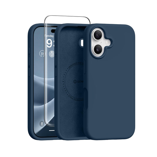 GONEZ Magnetic for iPhone 17 Case, Silicone Cover Dark Blue