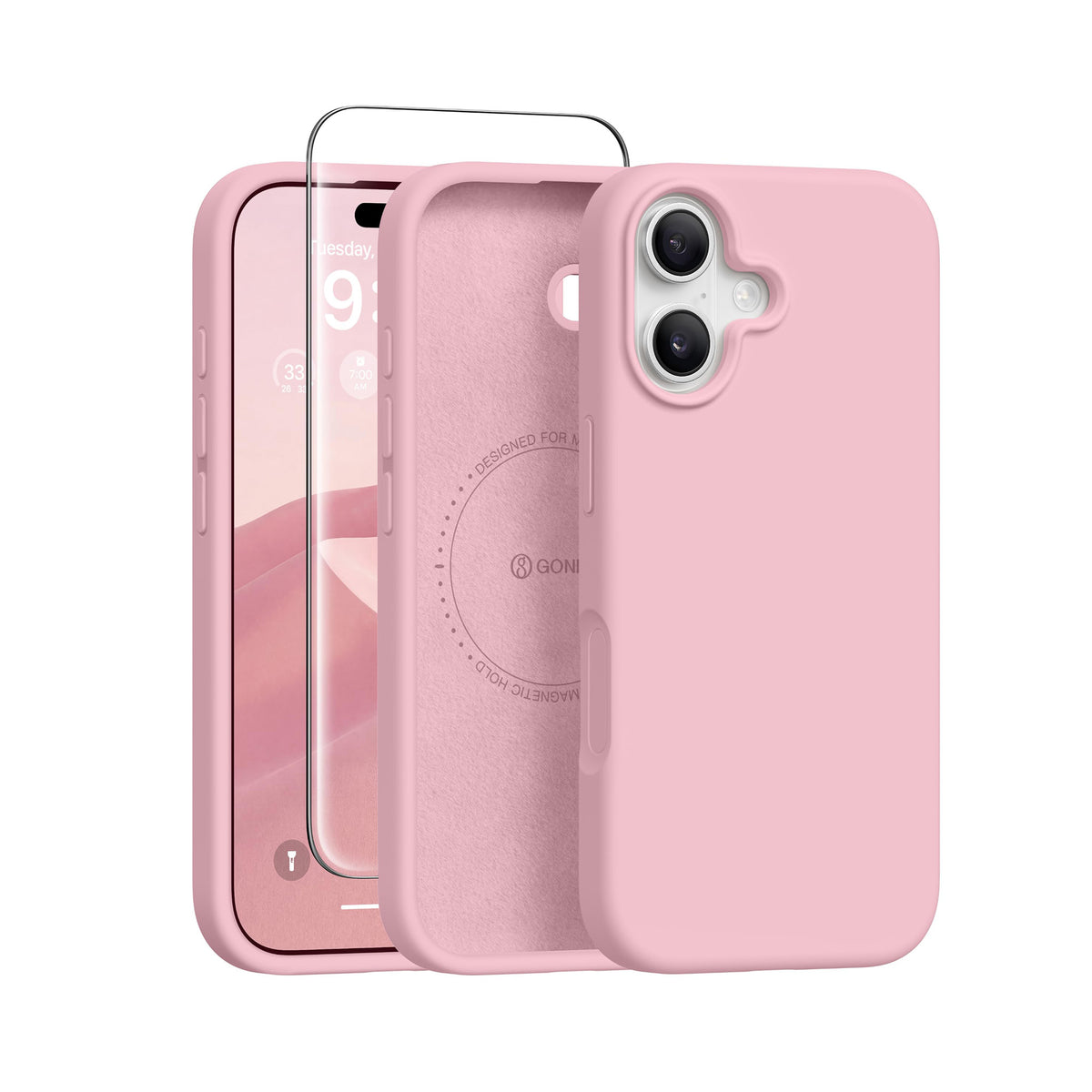 GONEZ Magnetic for iPhone 17 Case, Silicone Cover Peach Pink
