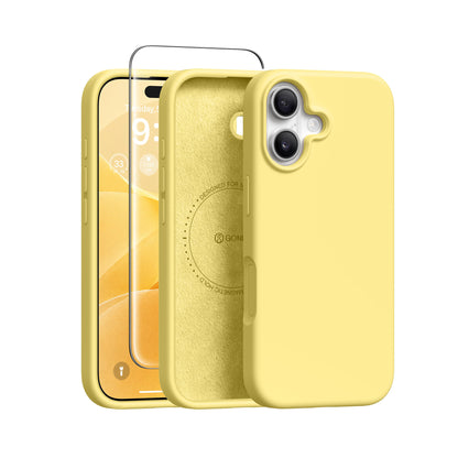 GONEZ Magnetic for iPhone 16 Case, Silicone Cover Buttercream Yellow