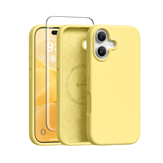 GONEZ Magnetic for iPhone 16 Case, Silicone Cover Buttercream Yellow