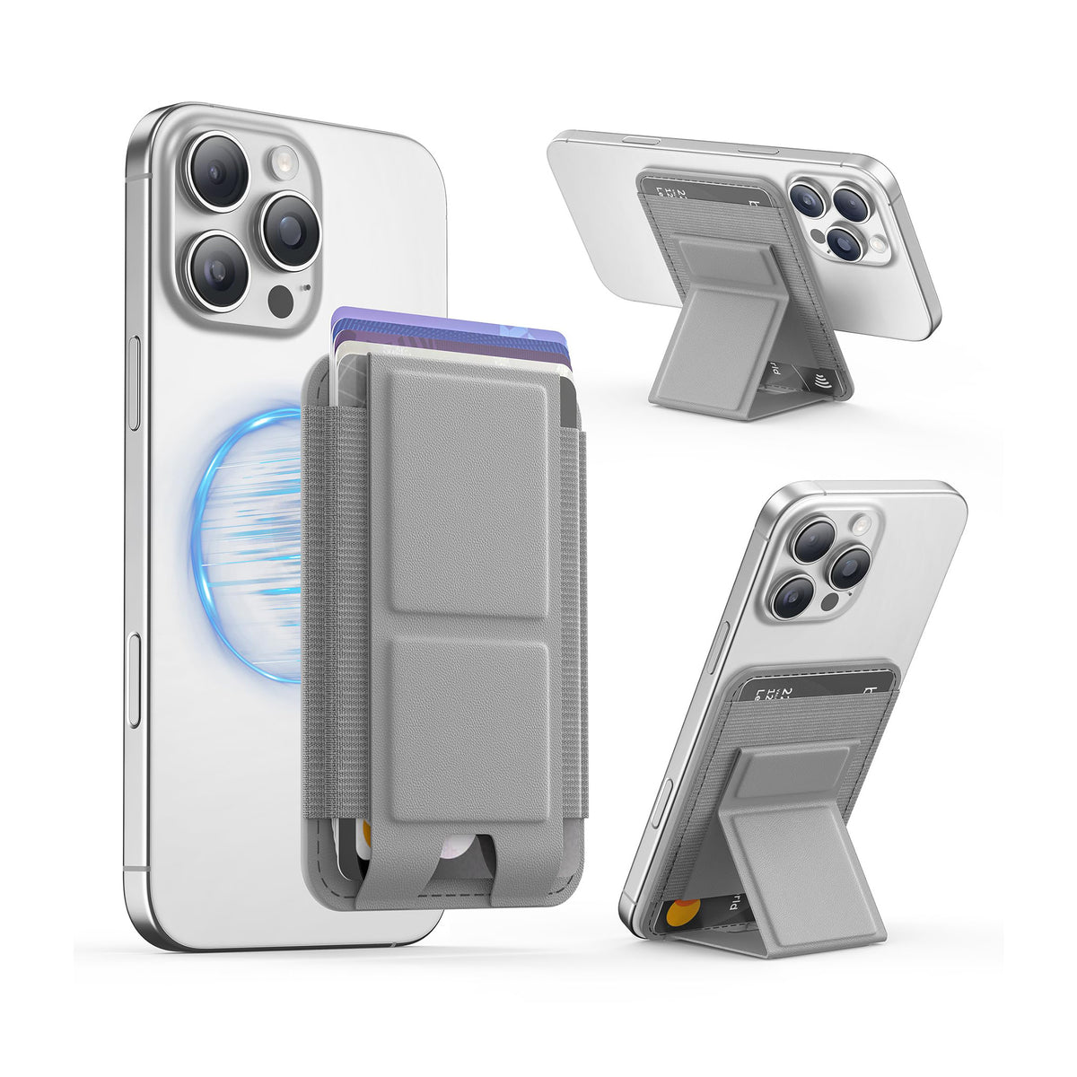 GONEZ for MagSafe Wallet with Stand,Light Grey