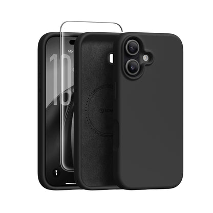 GONEZ Magnetic for iPhone 16 Case, Silicone Cover Black