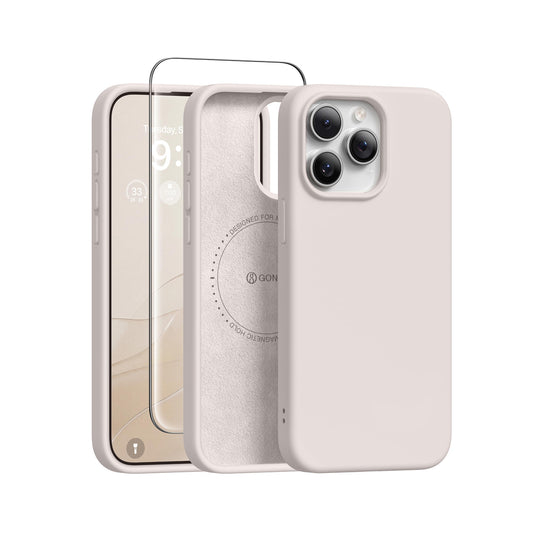 GONEZ Magnetic for iPhone 15 Pro Case, Silicone Cover Stone