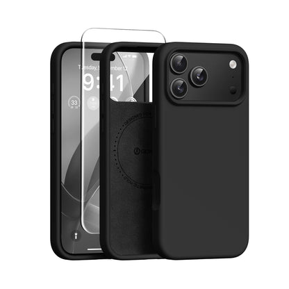GONEZ Magnetic for iPhone 18 Pro Case/iPhone 17 Pro Case, Silicone Cover Black