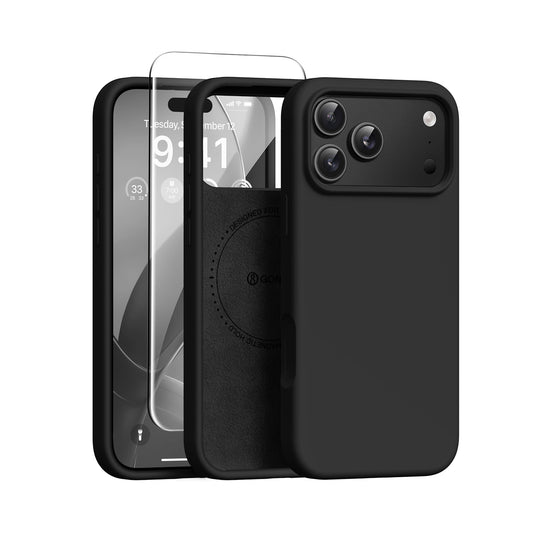 GONEZ Magnetic for iPhone 18 Pro Case/iPhone 17 Pro Case, Silicone Cover Black