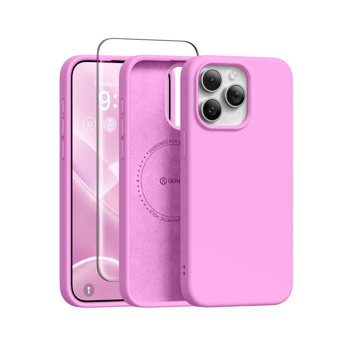 GONEZ Magnetic for iPhone 15 Pro Max Case, Silicone Cover Cherry Blossom