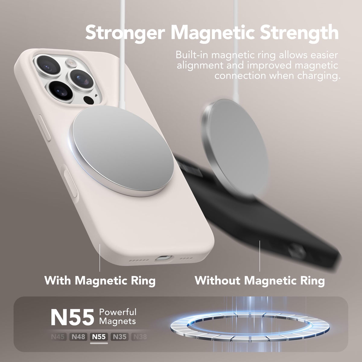 GONEZ Magnetic for iPhone 16 Pro Case, Silicone Cover Stone