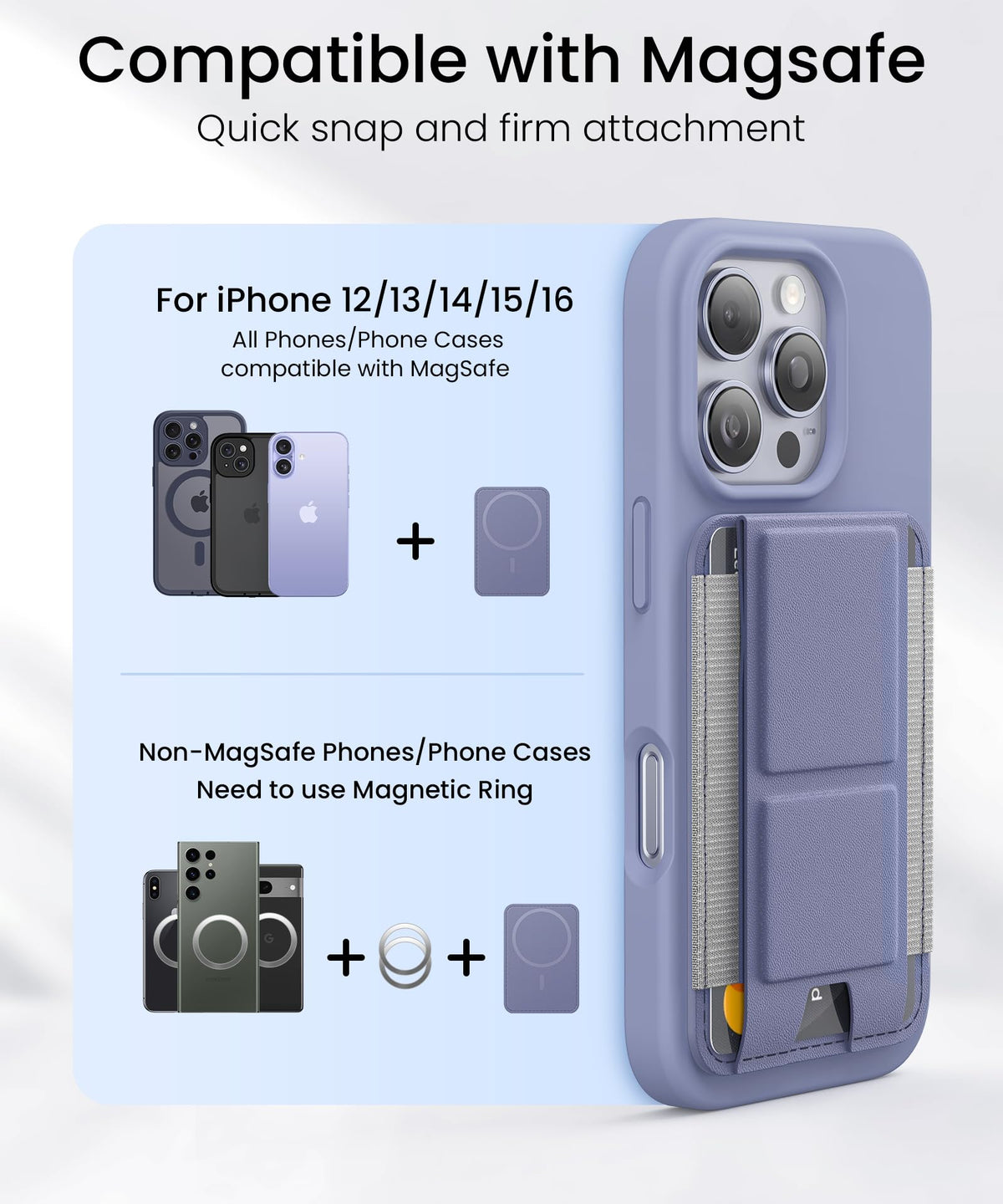 GONEZ for MagSafe Wallet with Stand,Lavender Gray