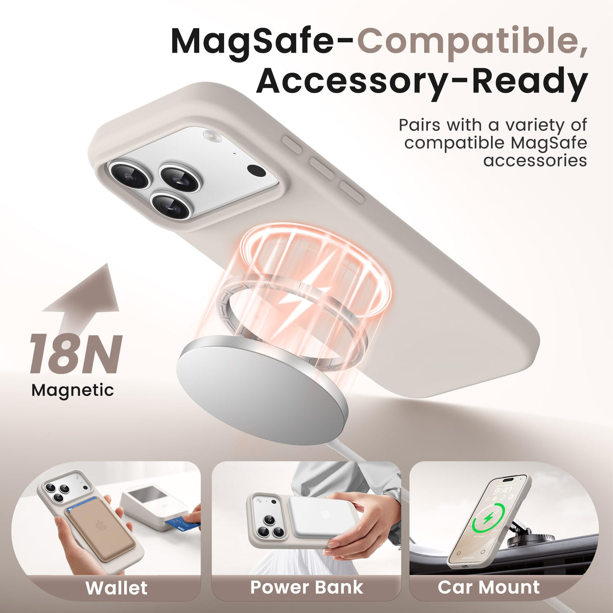 GONEZ Magnetic for iPhone 18 Pro Max Case/iPhone 17 Pro Max Case, Silicone Cover Stone