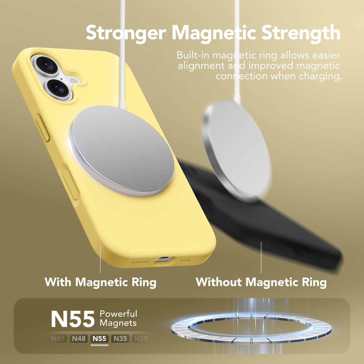 GONEZ Magnetic for iPhone 16 Case, Silicone Cover Buttercream Yellow