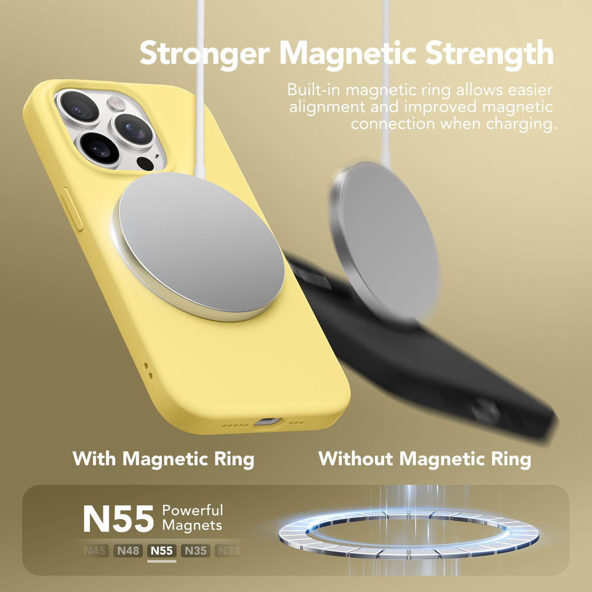 GONEZ Magnetic for iPhone 15 Pro Case, Silicone Cover Buttercream Yellow