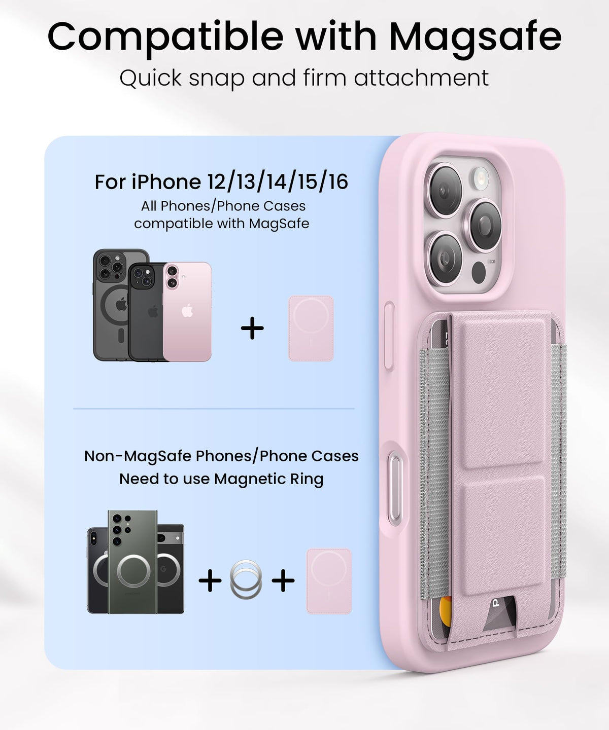 GONEZ for MagSafe Wallet with Stand,Pink
