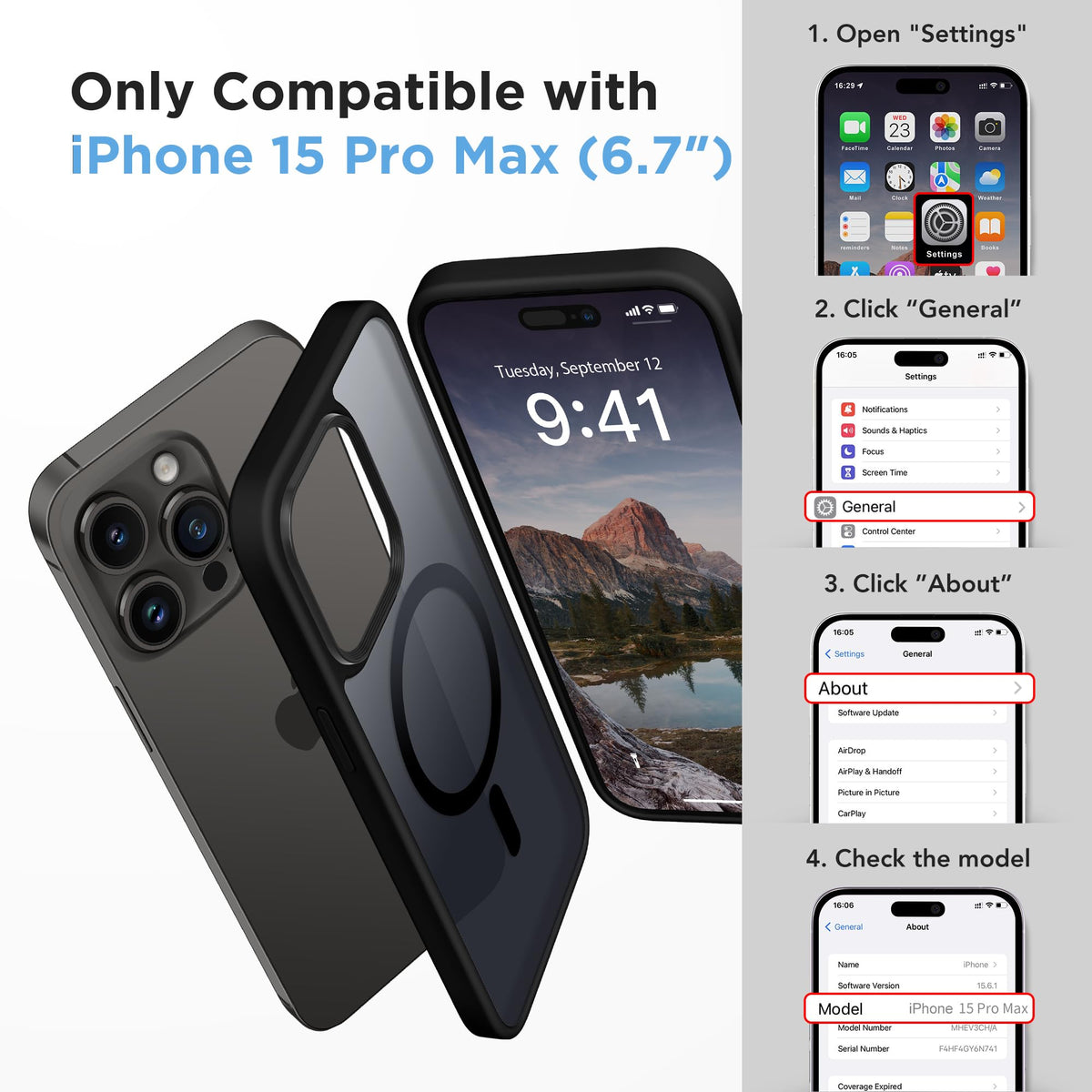 GONEZ Magnetic for iPhone 15 Pro Max Case,Compatible with MagSafe