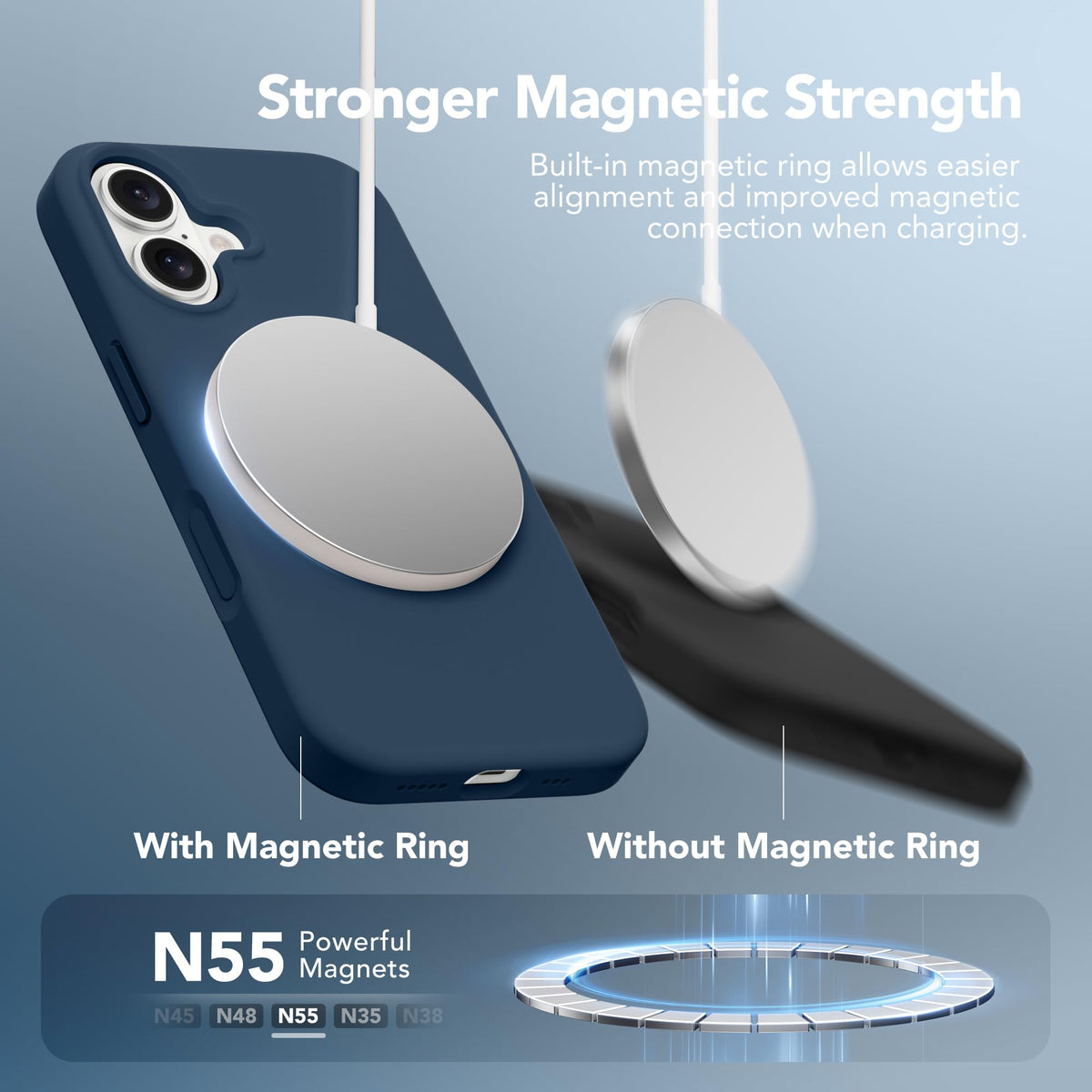 GONEZ Magnetic for iPhone 17 Case, Silicone Cover Dark Blue