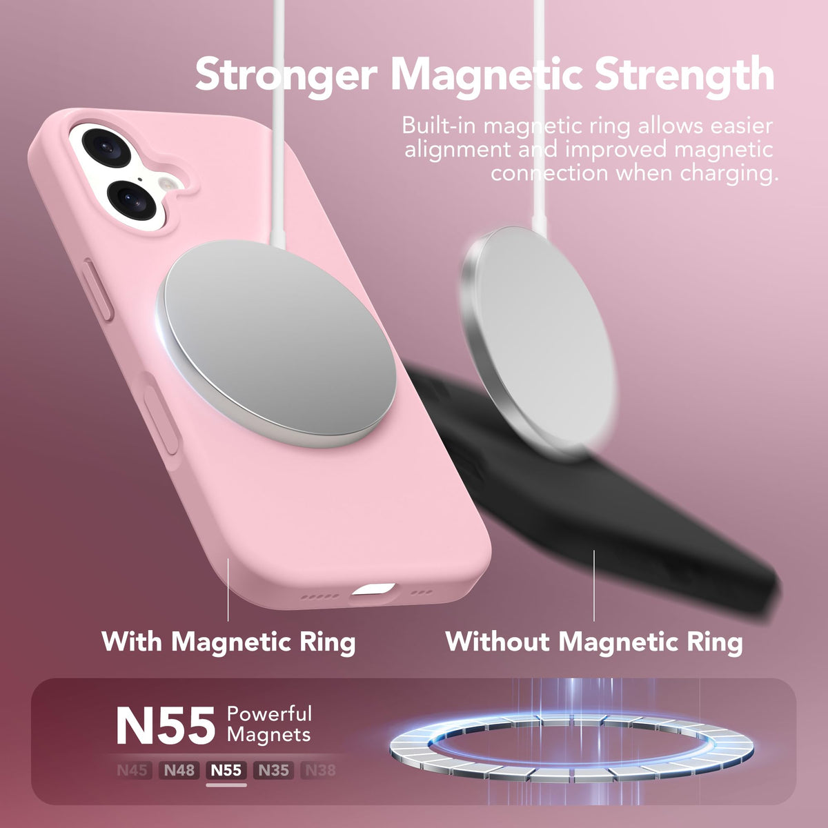 GONEZ Magnetic for iPhone 17 Case, Silicone Cover Peach Pink