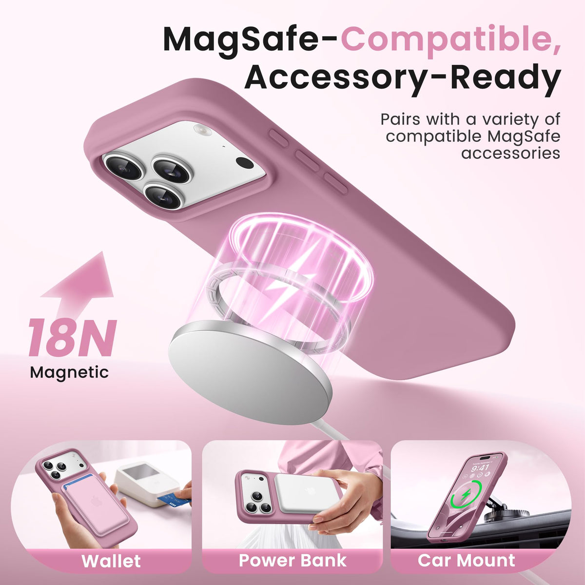 GONEZ Magnetic for iPhone 18 Pro Case/iPhone 17 Pro Case, Silicone Cover Blackcurrant