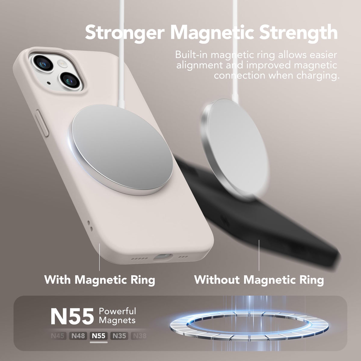 GONEZ Magnetic for iPhone 13/14 Case, Silicone Cover Stone