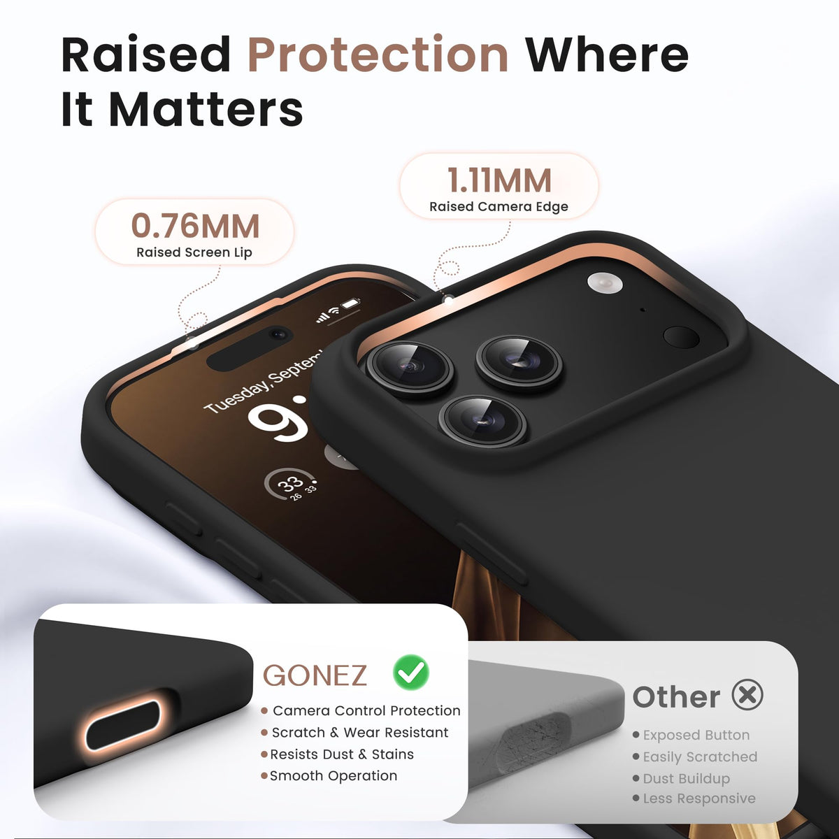 GONEZ Magnetic for iPhone 18 Pro Case/iPhone 17 Pro Case, Silicone Cover Black