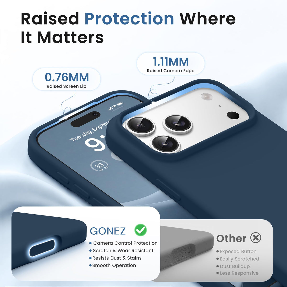 GONEZ Magnetic for iPhone 18 Pro Max Case/iPhone 17 Pro Max Case, Silicone Cover Dark Blue