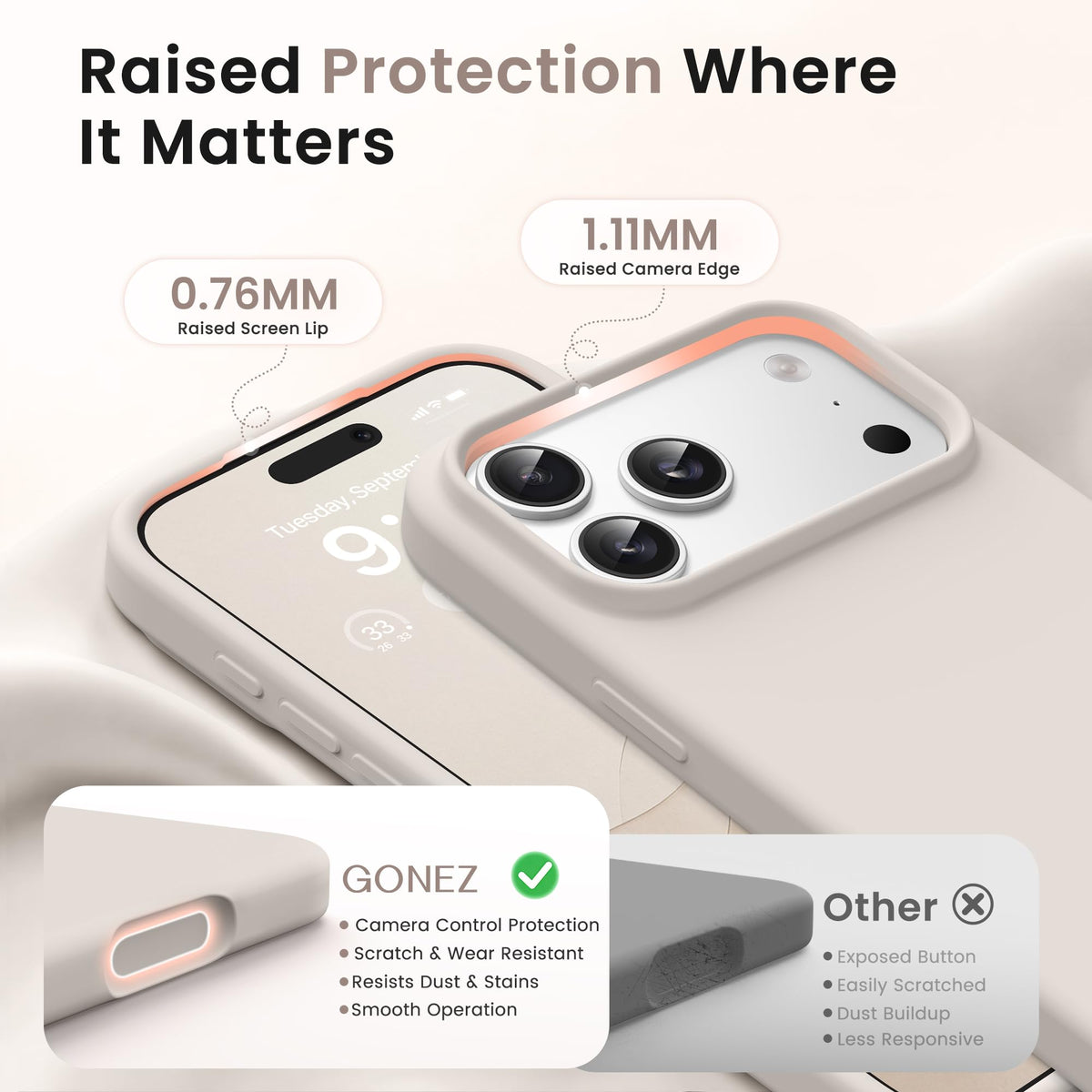 GONEZ Magnetic for iPhone 18 Pro Max Case/iPhone 17 Pro Max Case, Silicone Cover Stone